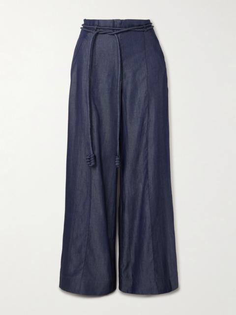 ANDRES OTALORA Belted TENCEL wide-leg pants Indigo