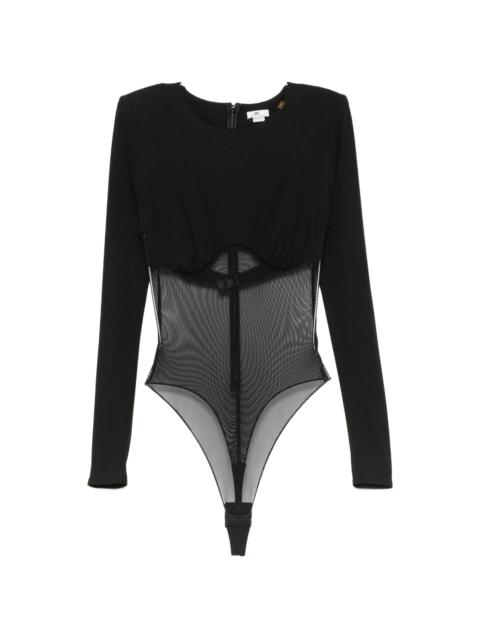 ELISABETTA FRANCHI Elisabetta Franchi Mesh-panelled Gathered-detail Bodysuit