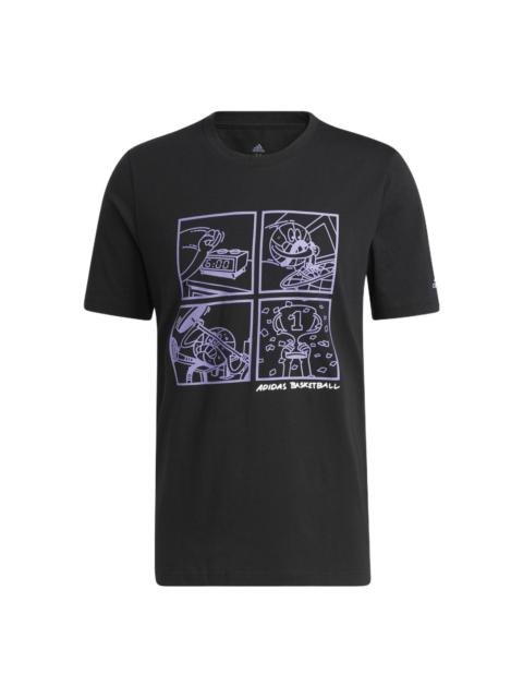 adidas adidas Cartoon Pattern Basketball Sports Pullover Short Sleeve Black HF8164