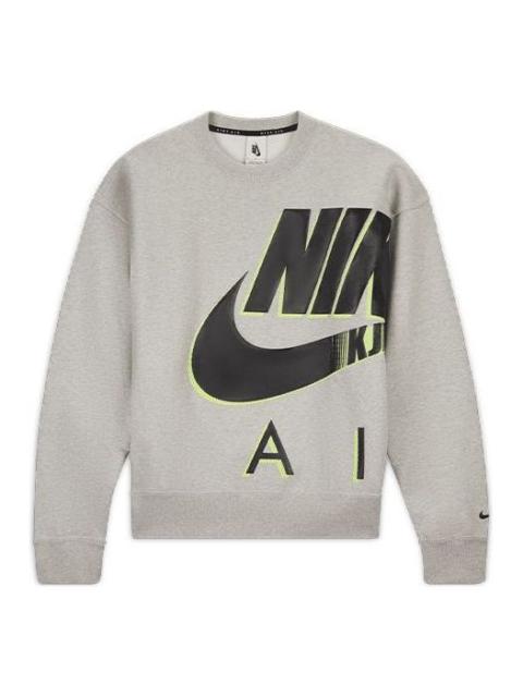 Nike Nike Air x Kim Jones Crossover Logo Printing Fleece Round Neck US Edition Couple Style Gray DD0692-0