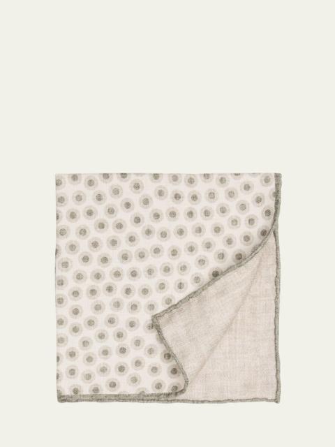 Brunello Cucinelli Men's Silk Geometric Circle Pocket Square