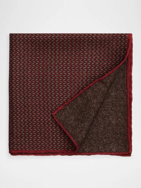 Brunello Cucinelli Men's Chevron Double-Face Silk Pocket Square