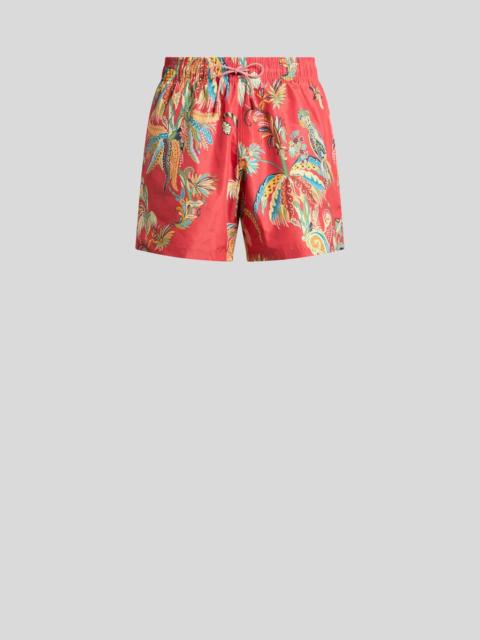 Etro SWIM SHORTS WITH PLACED PARROT AND PALM TREE PRINT