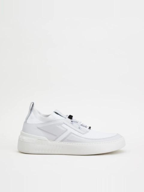NO_CODE X IN LEATHER AND HIGH TECH FABRIC - WHITE
