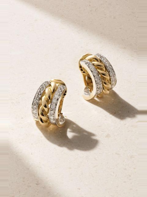 DAVID WEBB 18-karat gold, platinum and diamond clip earrings