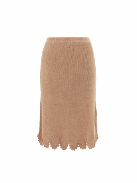 FITTED SCALLOP SKIRT IN VISCOSE-BLEND KNIT