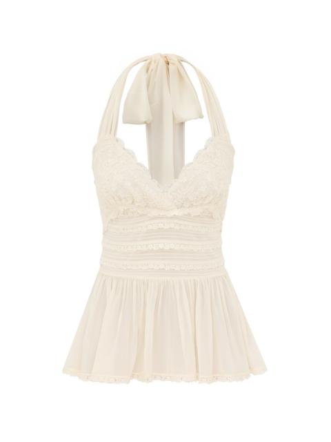 Zimmermann FAIRLIGHT LACE HALTER TOP