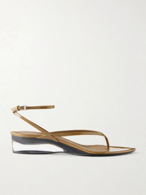 Alaïa Patent leather and plexiglass wedge sandals Green