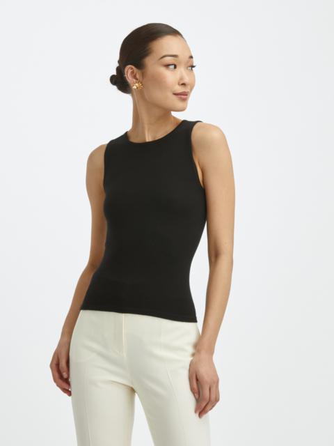 Oscar de la Renta CASHMERE SILK JEWEL NECK TANK