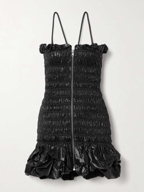 Isabel Marant Daily ruched ruffled coated cotton-blend mini dress