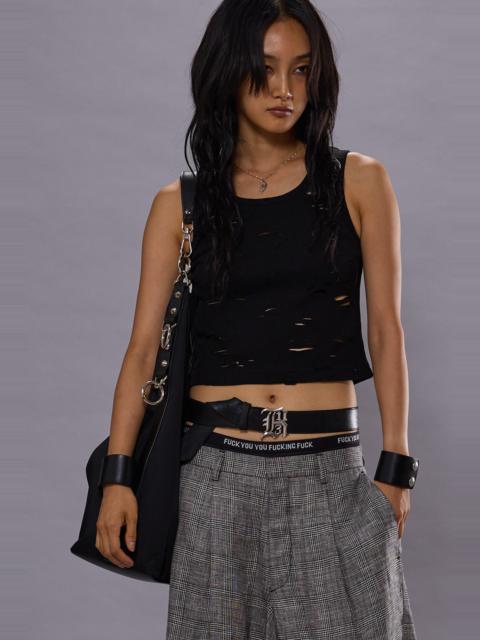 R13 DISTRESSED TANK - BLACK