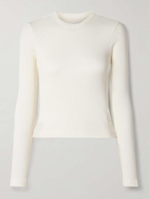 Citizens of Humanity Pilar cropped waffle-knit cotton T-shirt Off-white