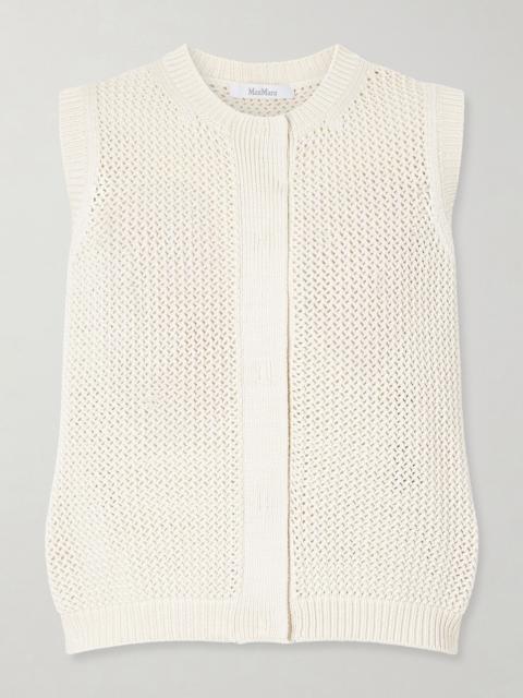 Max Mara Open-knit silk-blend top Ivory