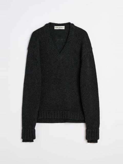 Our Legacy False V-Neck Charcoal Low Twist Merino