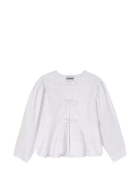 GANNI bow-detail peplum-hem blouse