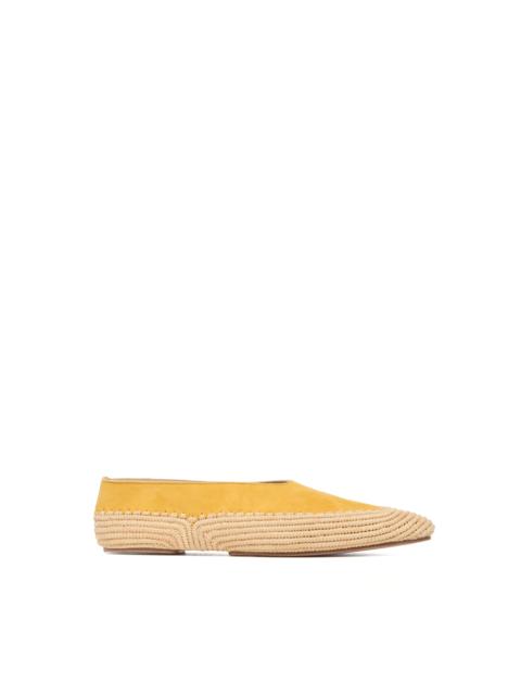 GABRIELA HEARST Strength Flat Shoe in Golden Birch Suede & Natural Raffia