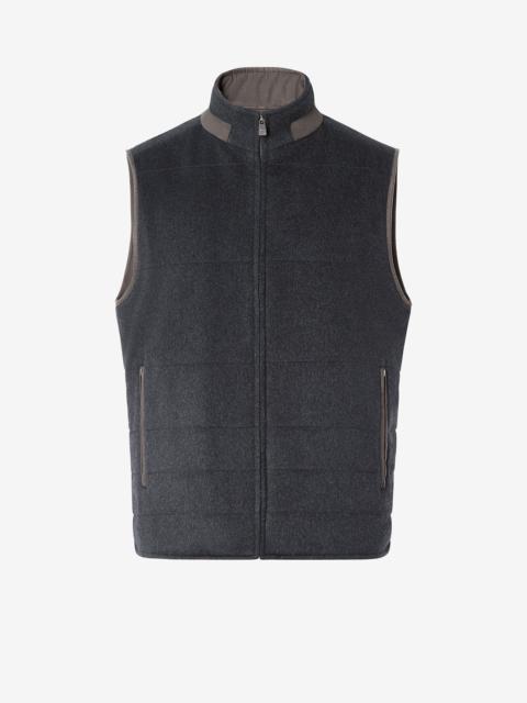 CORNELIANI Melange anthracite grey reversible beaver gilet