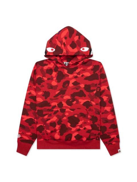 A BATHING APE® COLOR CAMO SHARK PULLOVER HOODIE - RED
