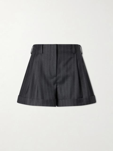 Givenchy Striped Double-pleated Wool Shorts