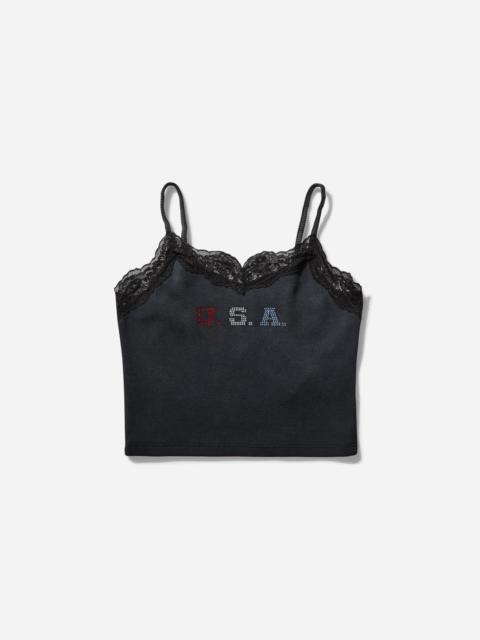 GUESS USA Women's Lace Cami Washed Out Black