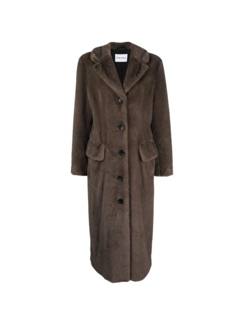 STAND STUDIO notched-collar faux-shearling coat