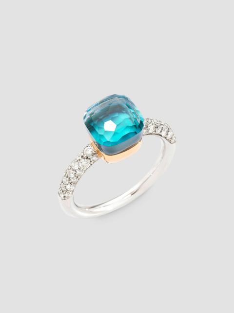 Pomellato Women's Nudo 18K Two-Tone Gold & Sky Blue Topaz Doublet & Diamond Petite Ring - White Gold