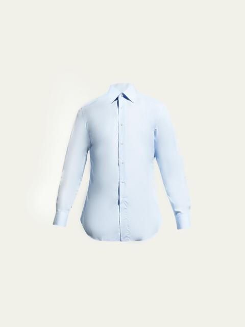 Brioni Wardrobe Essential Solid Dress Shirt, Blue