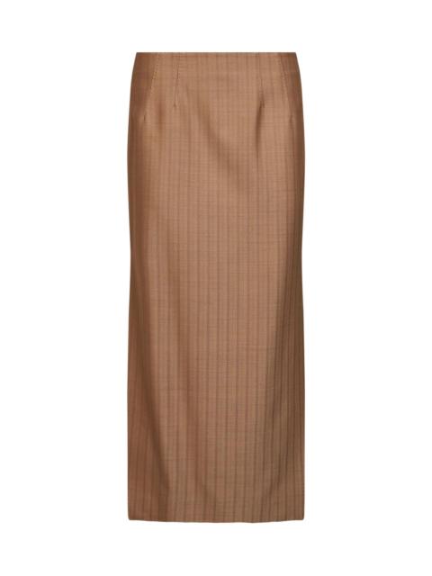 Etro Camel striped wool jacquard straight midi skirt