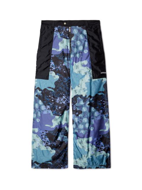 Blue Camo Nylon Cargo Pants