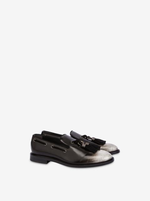 Moschino METAL TASSELS GRADIENT-EFFECT CALFSKIN LOAFERS