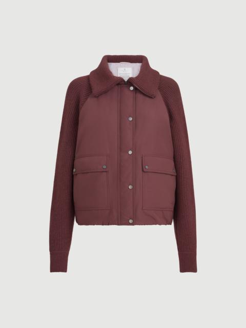 Brunello Cucinelli Techno cotton taffeta and virgin wool, cashmere and silk knit down jacket with shiny zipper pull