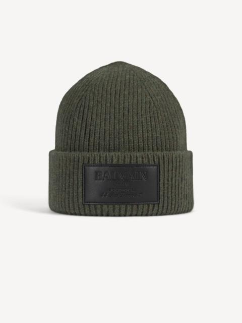 Balmain Wool beanie with leather Balmain Vintage label
