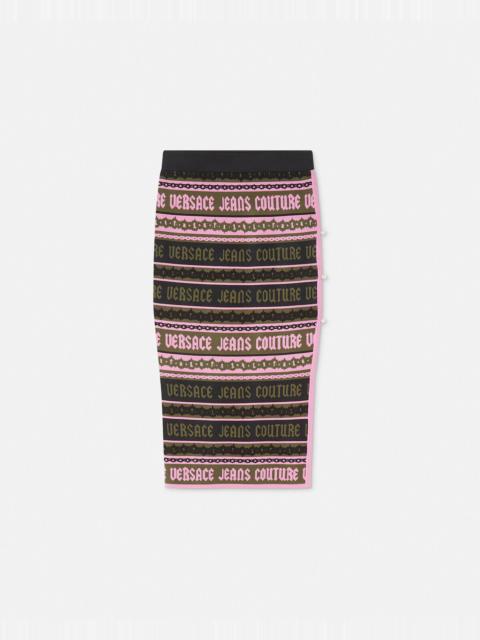 VERSACE JEANS COUTURE Stripes Jacquard Knit Midi Skirt