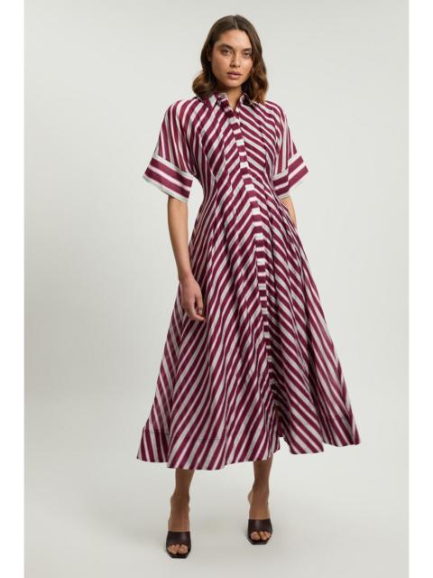 KAREN MILLEN Stripe Collared Woven Midi Dress