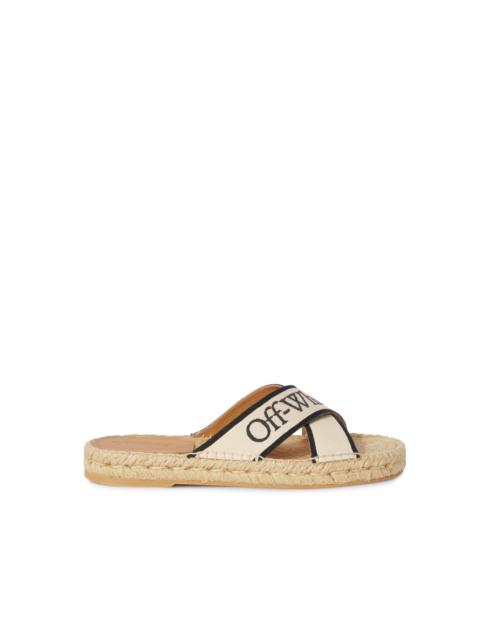 Off-White Beige/black Criss-cross Espadrilles