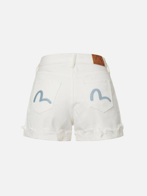 EVISU SEAGULL EMBROIDERY DENIM SHORTS