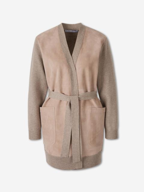 Max Mara CASHMERE WOOL CARDIGAN WITH SUEDE