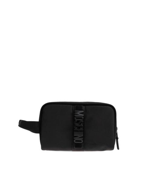 Moschino logo zip clutch bag