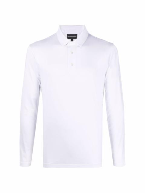 logo-print long-sleeved polo top