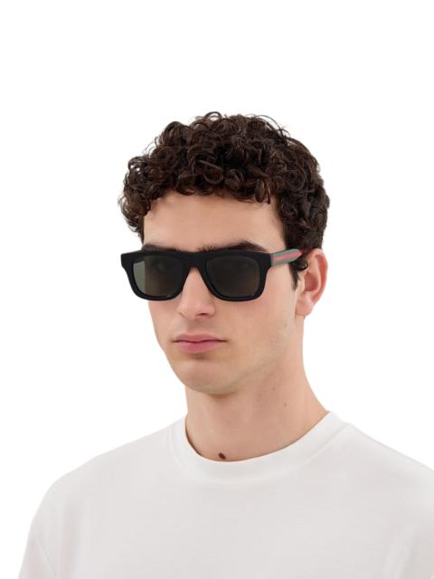 GUCCI Men's New Pop Web 52MM Square Sunglasses - Black