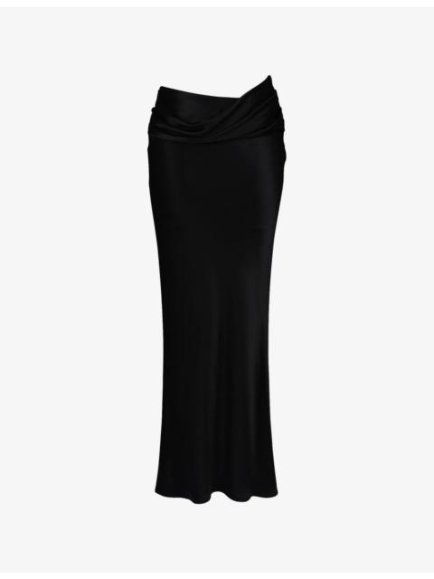 House of CB Beau Satin Draped Maxi Skirt