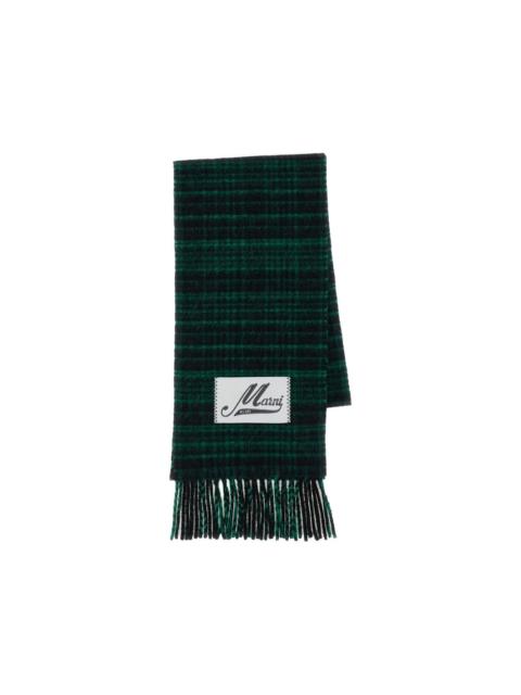 Marni check-pattern fringed scarf