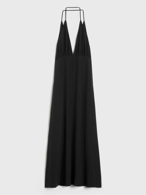 Double-halter silk dress black