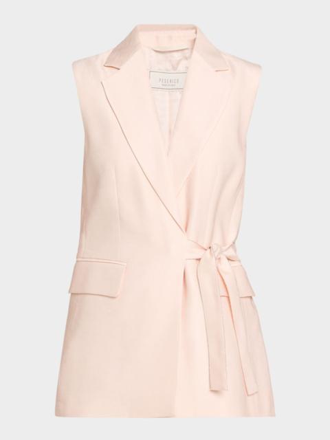 PESERICO Sleeveless Silk-Blend Wrap Blazer