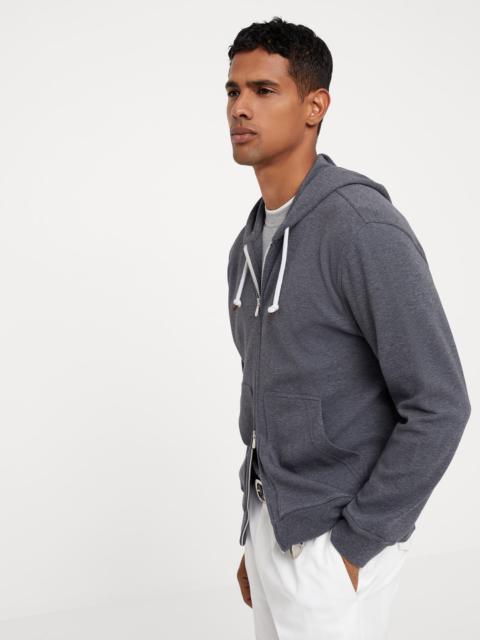 Brunello Cucinelli Techno cotton French terry hooded sweatshirt with zipper