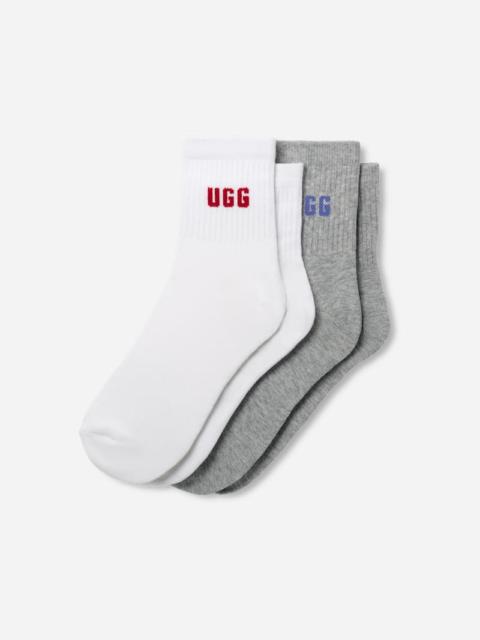 UGG ® Women's Quinlin Logo Quarter 2 Pack Cotton in Red Saffron/Grey Heather