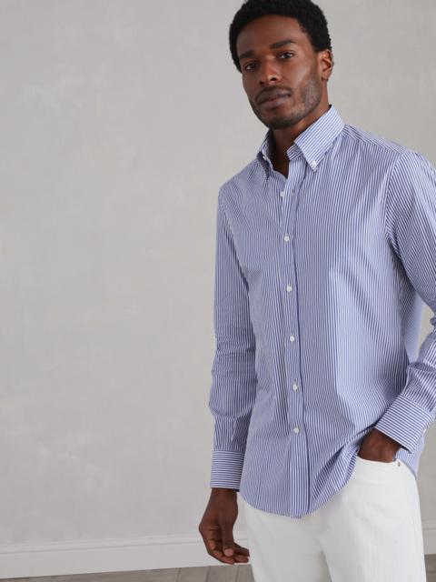 Striped basic fit shirt with button-down collar