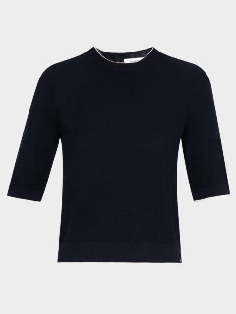 トップス Sacai Cotton Gabardine x Knit Pullover Sacai Cotton Poplin x Knit Pullover in Navy and Blue Stripe