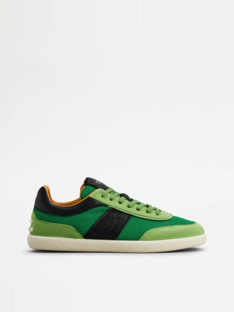 Tod's TOD'S TABS SNEAKERS IN SUEDE AND TECHNICAL FABRIC - GREEN, BLACK