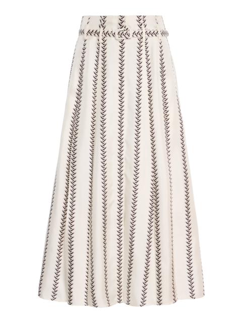 GABRIELA HEARST Dugald Pleated Midi Skirt in Ivory Multi Printed Silk
